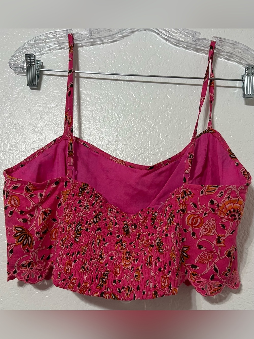 NWT Caroline Constas Pink Floral Cotton 2-Piece Set Crop Top Tiered Midi Skirt - Picture 12 of 17